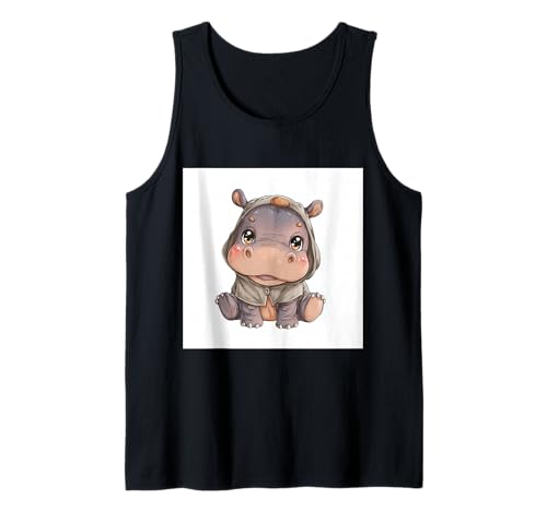 Niedliches Cartoon-Nilpferd im Chibi-Stil süßes Baby-Nilpfer Tank Top Niedliches Cartoon-Nilpferd im Chibi-Stil süßes Baby-Nilpfer Tank Top von Design Hippopotamus cute theme
