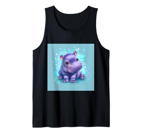 Niedliches Cartoon-Nilpferd im Chibi-Stil süßes Baby-Nilpfer Tank Top Niedliches Cartoon-Nilpferd im Chibi-Stil süßes Baby-Nilpfer Tank Top von Design Hippopotamus cute theme