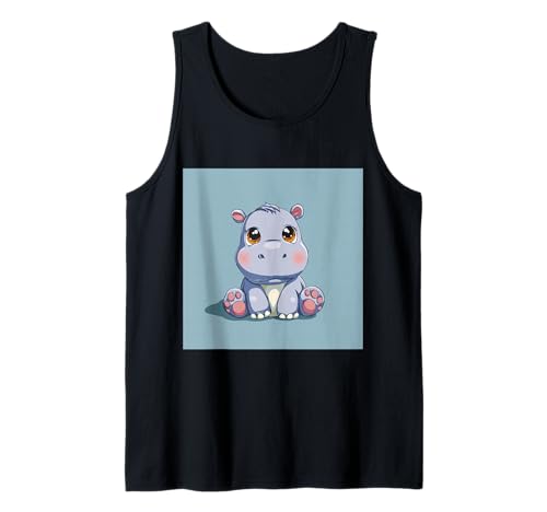 Niedliches Cartoon-Nilpferd im Chibi-Stil süßes Baby-Nilpfer Tank Top von Design Hippopotamus cute theme