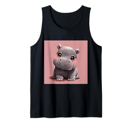 Niedliches Cartoon-Nilpferd im Chibi-Stil süßes Baby-Nilpfer Tank Top von Design Hippopotamus cute theme