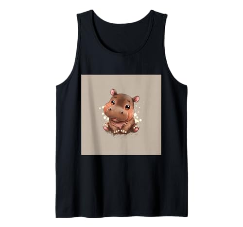 Niedliches Cartoon-Nilpferd im Chibi-Stil süßes Baby-Nilpfer Tank Top von Design Hippopotamus cute theme