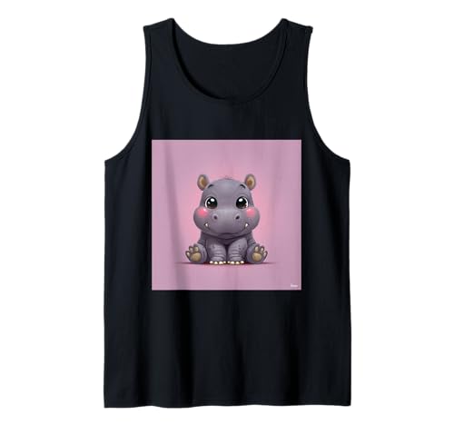Niedliches Cartoon-Nilpferd im Chibi-Stil süßes Baby-Nilpfer Tank Top Niedliches Cartoon-Nilpferd im Chibi-Stil süßes Baby-Nilpfer Tank Top von Design Hippopotamus cute theme