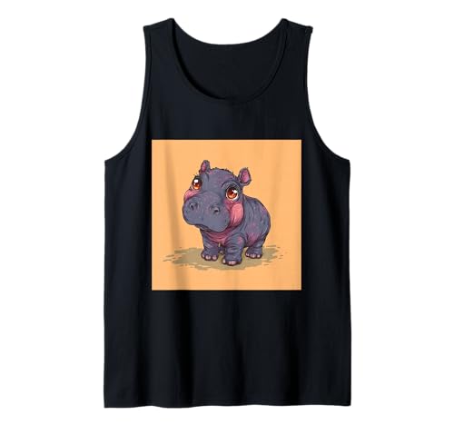 Niedliches Cartoon-Nilpferd im Chibi-Stil süßes Baby-Nilpfer Tank Top Niedliches Cartoon-Nilpferd im Chibi-Stil süßes Baby-Nilpfer Tank Top von Design Hippopotamus cute theme