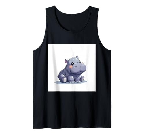 Niedliches Cartoon-Nilpferd im Chibi-Stil süßes Baby-Nilpfer Tank Top Niedliches Cartoon-Nilpferd im Chibi-Stil süßes Baby-Nilpfer Tank Top von Design Hippopotamus cute theme
