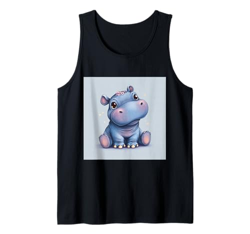 Niedliches Cartoon-Nilpferd im Chibi-Stil süßes Baby-Nilpfer Tank Top Niedliches Cartoon-Nilpferd im Chibi-Stil süßes Baby-Nilpfer Tank Top von Design Hippopotamus cute theme