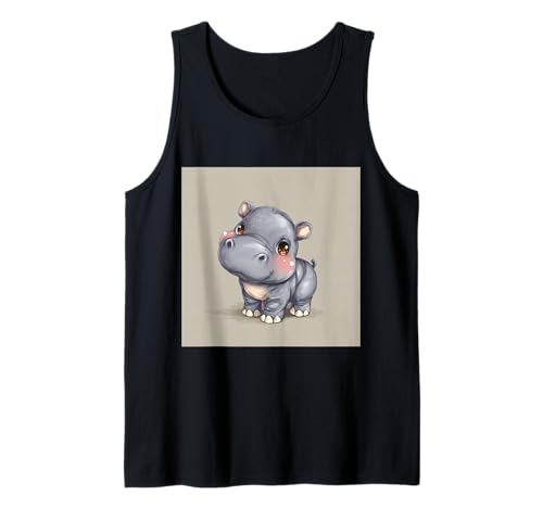 Niedliches Cartoon-Nilpferd im Chibi-Stil süßes Baby-Nilpfer Tank Top Niedliches Cartoon-Nilpferd im Chibi-Stil süßes Baby-Nilpfer Tank Top von Design Hippopotamus cute theme