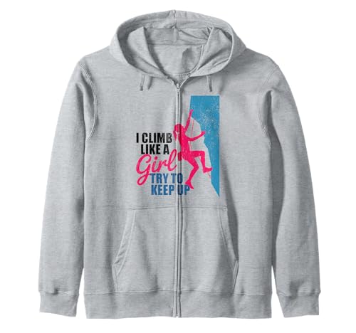 Süß, ich klettere wie EIN Mädchen, Coole Freeclimbing-Liebhaber Kapuzenjacke von Design Proud Girl Rock Climber