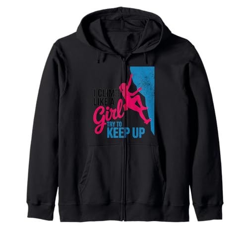 Süß, ich klettere wie EIN Mädchen, Coole Freeclimbing-Liebhaber Kapuzenjacke von Design Proud Girl Rock Climber
