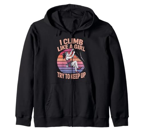 Süß, ich klettere wie EIN Mädchen, Coole Freeclimbing-Liebhaber Kapuzenjacke von Design Proud Girl Rock Climber