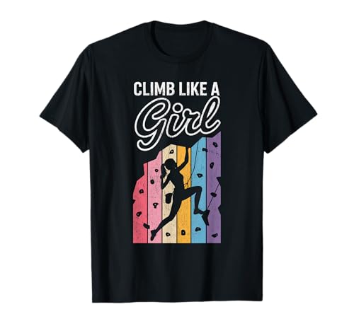 Süßes Klettern wie EIN Mädchen Coole Freeclimbing-Liebhaber T-Shirt von Design Proud Girl Rock Climber