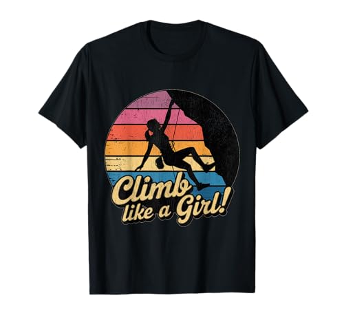 Süßes Klettern wie EIN Mädchen Coole Freeclimbing-Liebhaber T-Shirt von Design Proud Girl Rock Climber