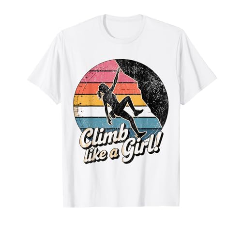 Süßes Klettern wie EIN Mädchen Coole Freeclimbing-Liebhaber T-Shirt von Design Proud Girl Rock Climber