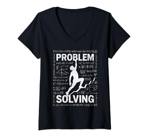 Damen Lustige Problemlösung beim Klettern T-Shirt mit V-Ausschnitt von Design Rock Climbing Problem Solving