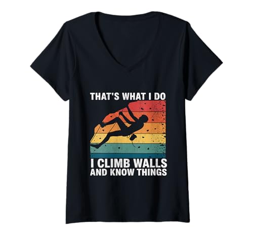 Damen Lustiges Wandklettern Das Mache ich, ich klettere auf Wände T-Shirt mit V-Ausschnitt Damen Lustiges Wandklettern Das Mache ich, ich klettere auf Wände T-Shirt mit V-Ausschnitt von Design for Climbing I Climb Walls