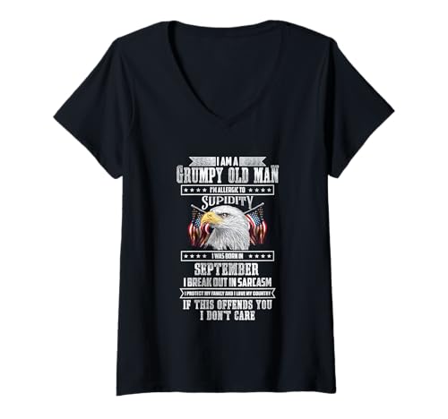 Damen I'm Grumpy Old Man wurde im September zum Vatertag geboren T-Shirt mit V-Ausschnitt Damen I'm Grumpy Old Man wurde im September zum Vatertag geboren T-Shirt mit V-Ausschnitt von Design for Grumpy Old Man