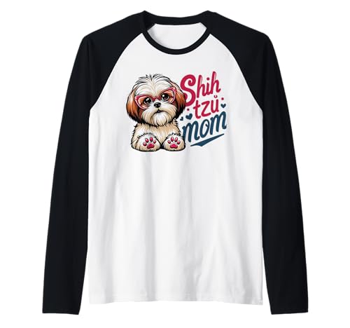 Shih Tzu Mom Shih Tzu Hund Haustier für Frauen Raglan von Design for Shih Tzu Mom Shih Tzu Dog