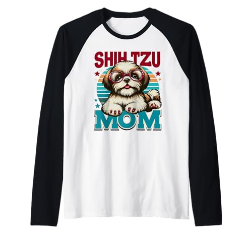 Shih Tzu Mom Shih Tzu Hund Haustier für Frauen Raglan von Design for Shih Tzu Mom Shih Tzu Dog