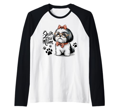 Shih Tzu Mom Shih Tzu Hund Haustier für Frauen Raglan von Design for Shih Tzu Mom Shih Tzu Dog