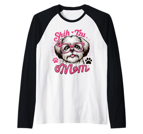 Shih Tzu Mom Shih Tzu Hund Haustier für Frauen Raglan von Design for Shih Tzu Mom Shih Tzu Dog