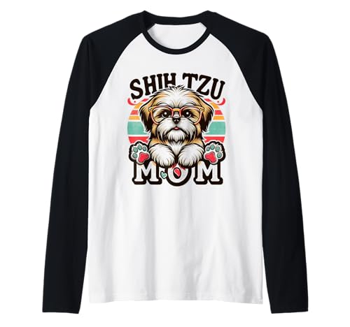 Shih Tzu Mom Shih Tzu Hund Haustier für Frauen Raglan von Design for Shih Tzu Mom Shih Tzu Dog