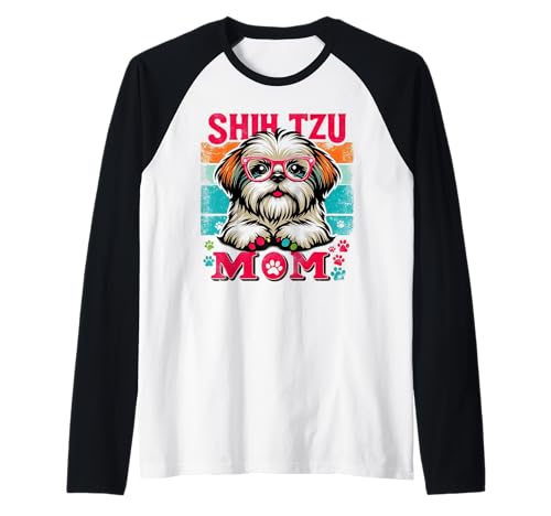 Shih Tzu Mom Shih Tzu Hund Haustier für Frauen Raglan von Design for Shih Tzu Mom Shih Tzu Dog