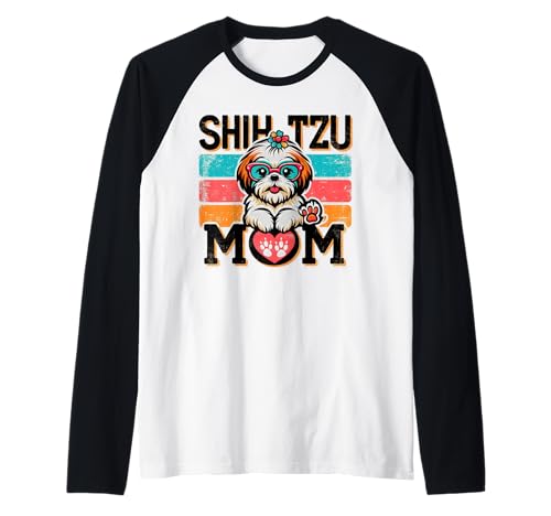 Shih Tzu Mom Shih Tzu Hund Haustier für Frauen Raglan von Design for Shih Tzu Mom Shih Tzu Dog