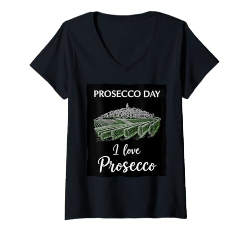 Damen Prosecco-Tag: Festival des Perlenden Weißweins aus Friaul T-Shirt mit V-Ausschnitt von Design von Friaulischen Weinen und Prosecco-Wein