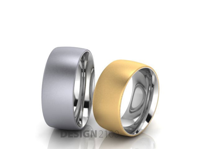Breite Eheringe 9mm Gold Und Platin Außen, Silber Innen von Design2100