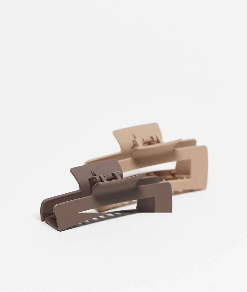 DesignB London - 2er-Pack Haarklammern in braunen Neutral-Tönen, reguläre Größe-Brown von DesignB London