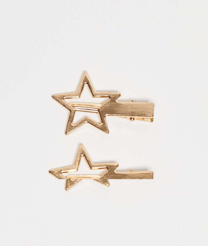 DesignB London - 2er-Pack Haarspangen mit Stern-Design in Goldoptik-Goldfarben von DesignB London