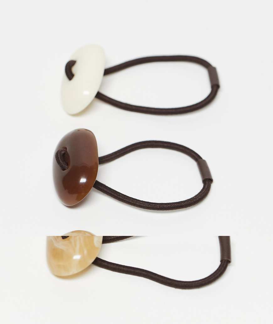 DesignB London - 3er-Pack Haargummi in Neutral von DesignB London