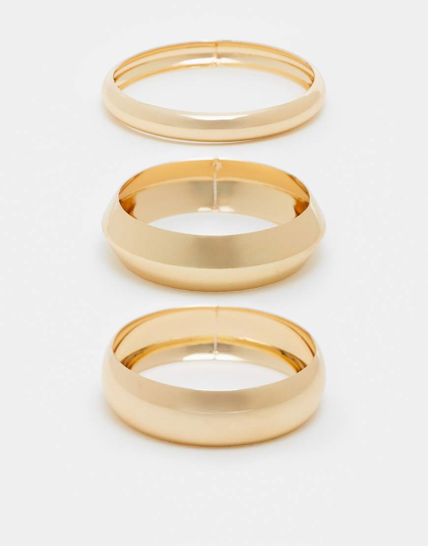 DesignB London - 3er-Pack Statement-Armreifen in Gold-Goldfarben DesignB London - 3er-Pack Statement-Armreifen in Gold-Goldfarben von DesignB London