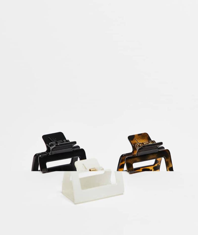 DesignB London - 3er-Pack kleine Haarklammern in gedeckten Farben-Neutral von DesignB London