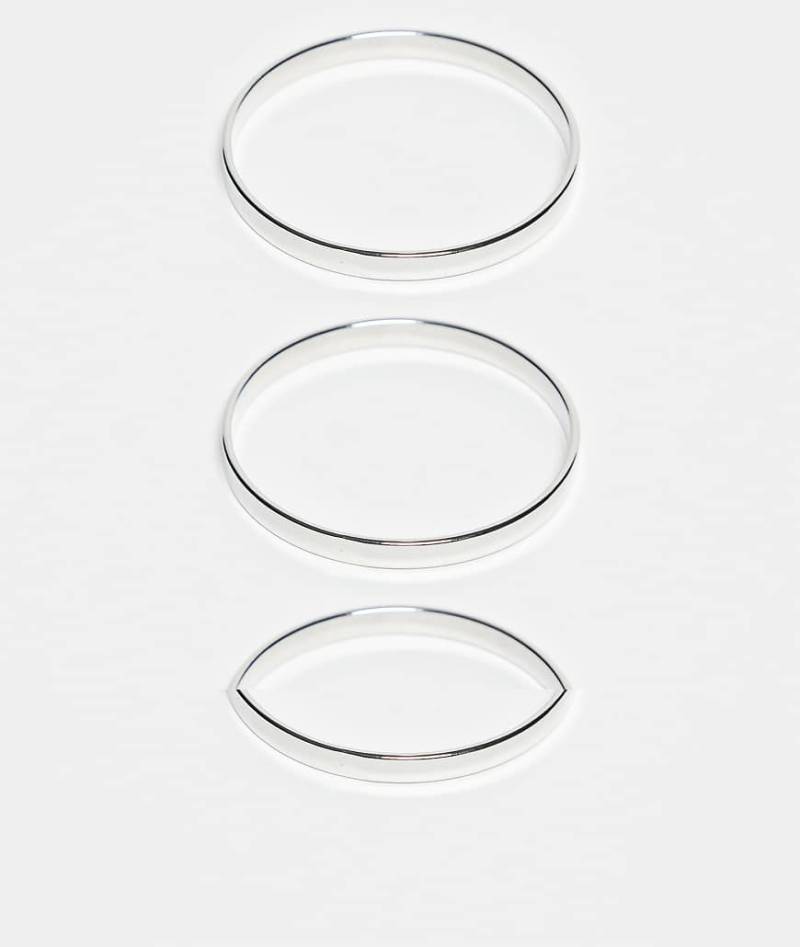 DesignB London - 3er-Pack silberfarbene Armreifen zum Übereinandertragen DesignB London - 3er-Pack silberfarbene Armreifen zum Übereinandertragen von DesignB London