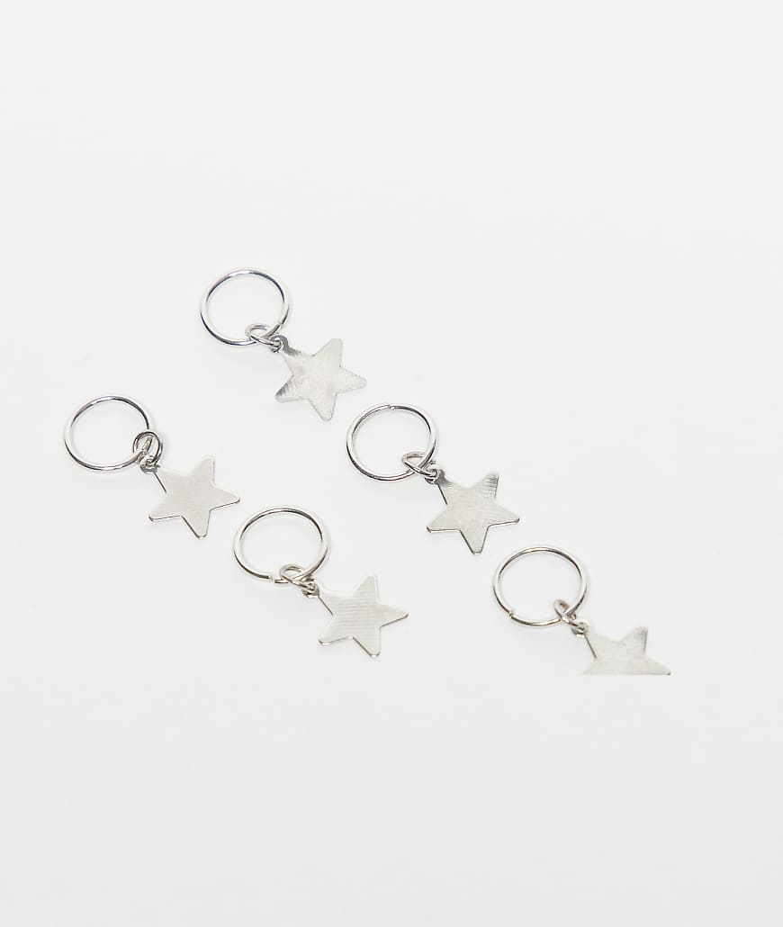 DesignB London - 5er-Pack sternförmige Haarringe in Silber von DesignB London