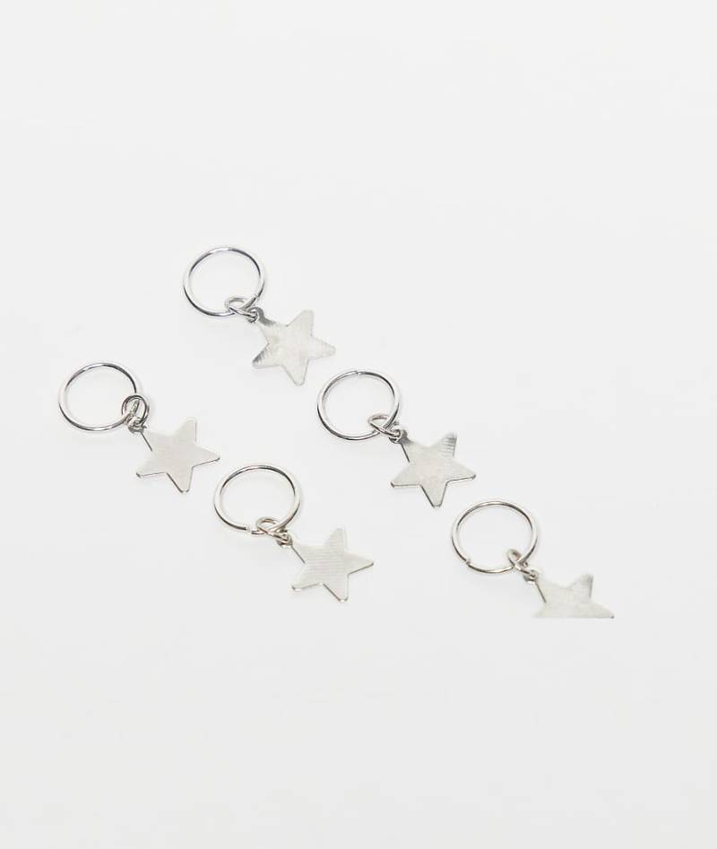 DesignB London - 5er-Pack sternförmige Haarringe in Silber von DesignB London