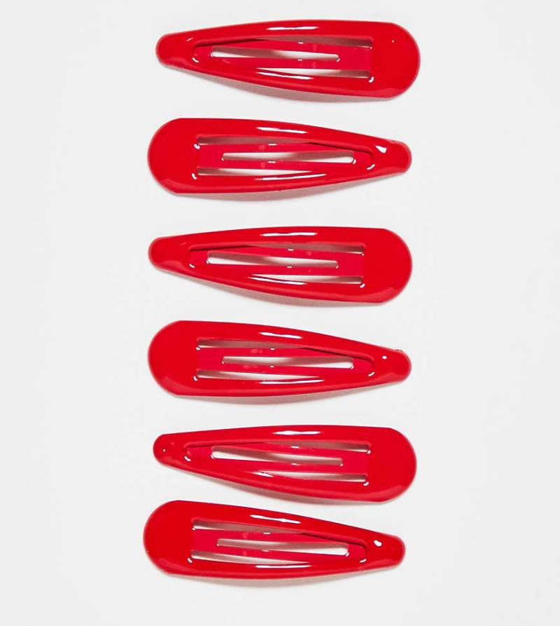 DesignB London - 6er-Pack Haarklemmen in Rot-Bunt von DesignB London
