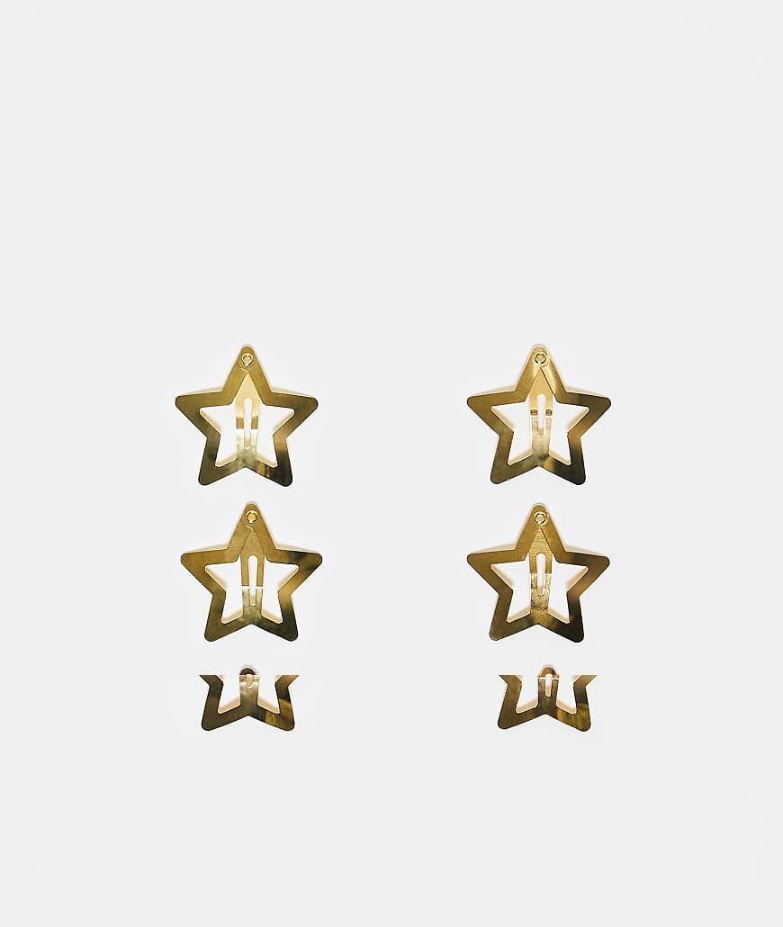 DesignB London - 6er-Pack Haarspangen mit Stern-Design in Goldoptik-Goldfarben von DesignB London
