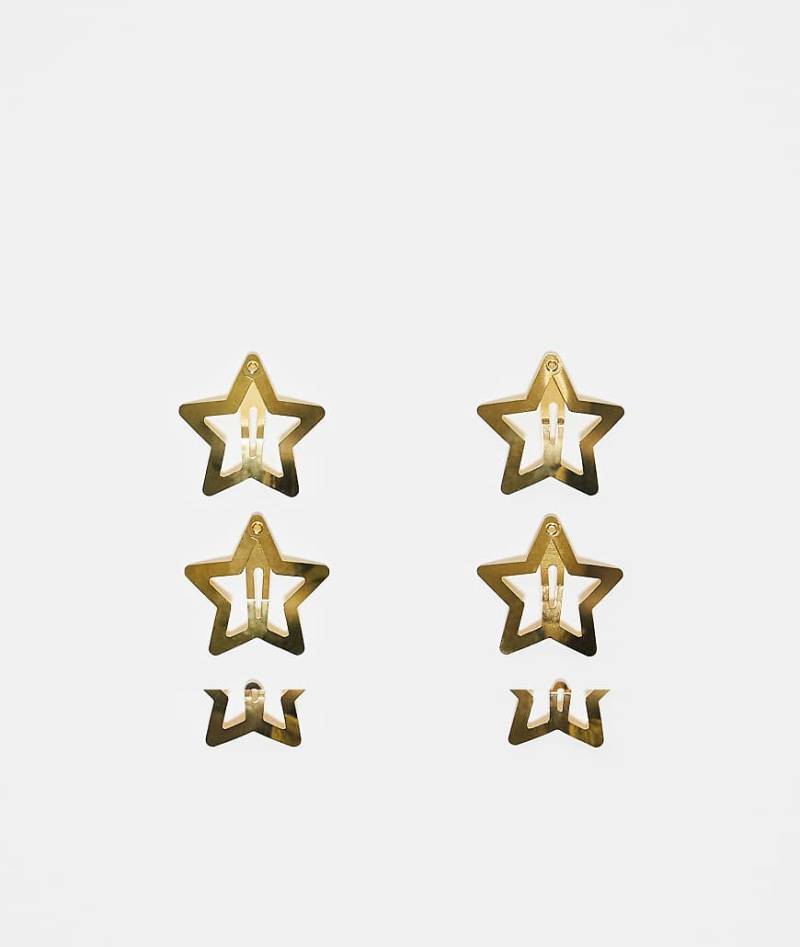 DesignB London - 6er-Pack Haarspangen mit Stern-Design in Goldoptik-Goldfarben von DesignB London
