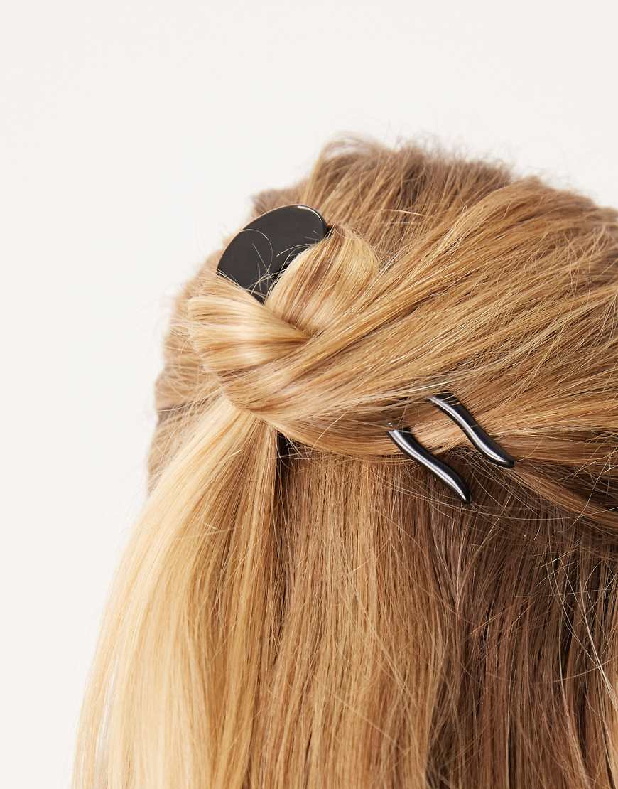 DesignB London - Französische Haarnadel in Schwarz von DesignB London