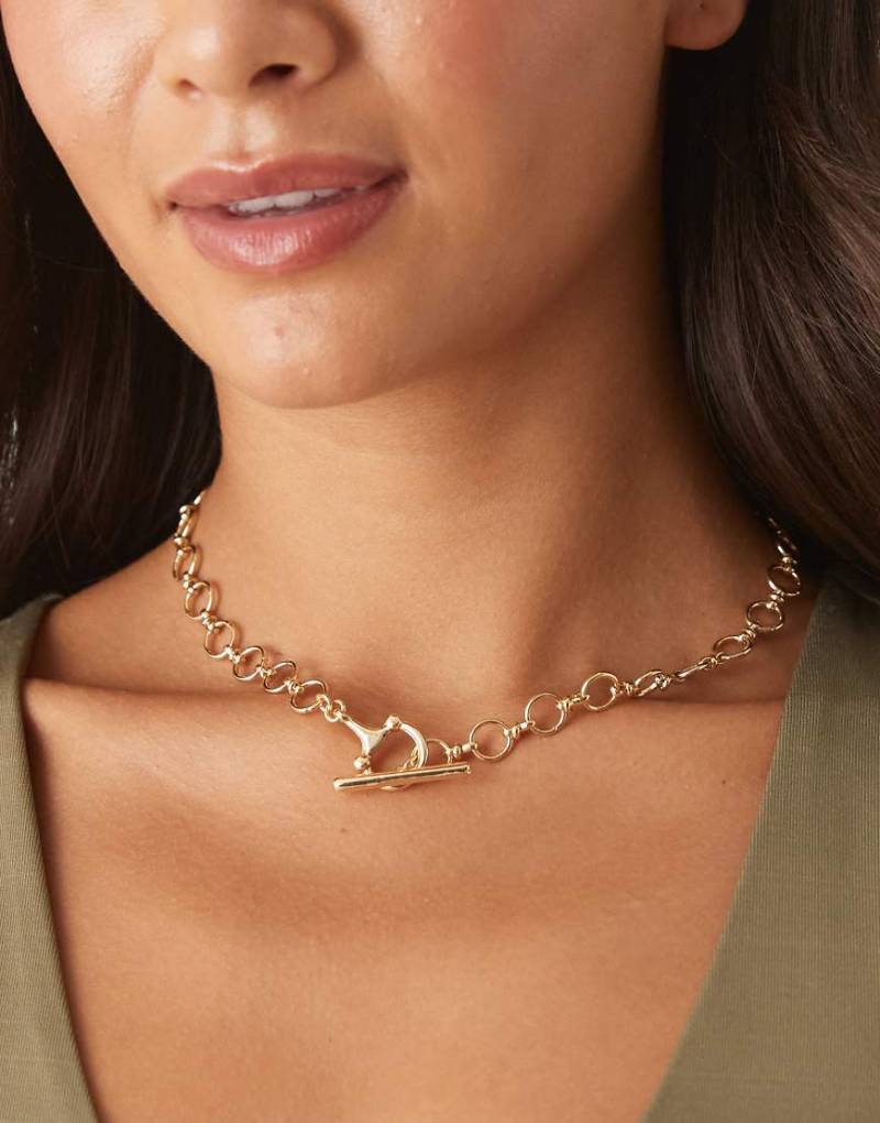 DesignB London - Goldfarbene Lariat-Halskette mit T-Steg-Silber von DesignB London