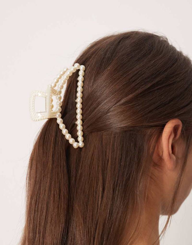 DesignB London - Haarklammer mit Perlenbesatz-Weiß von DesignB London