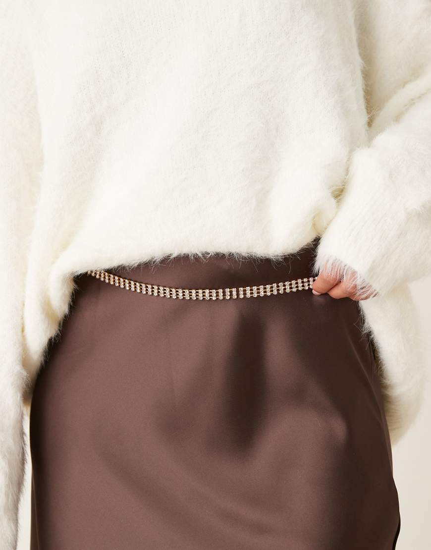 DesignB London - Kettengürtel in Gold mit Strassverzierung-Goldfarben von DesignB London