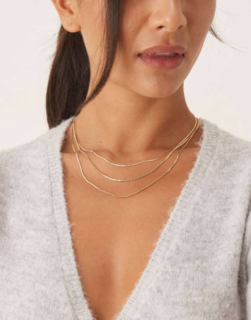 DesignB London - Mehrreihige Halskette in Goldoptik-Goldfarben von DesignB London