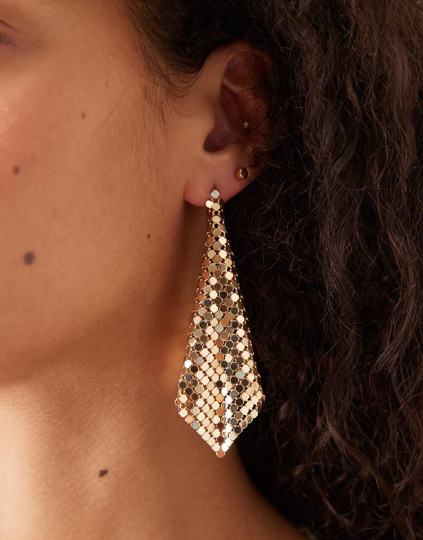 DesignB London - Ohrringe in goldfarbener Netzoptik von DesignB London