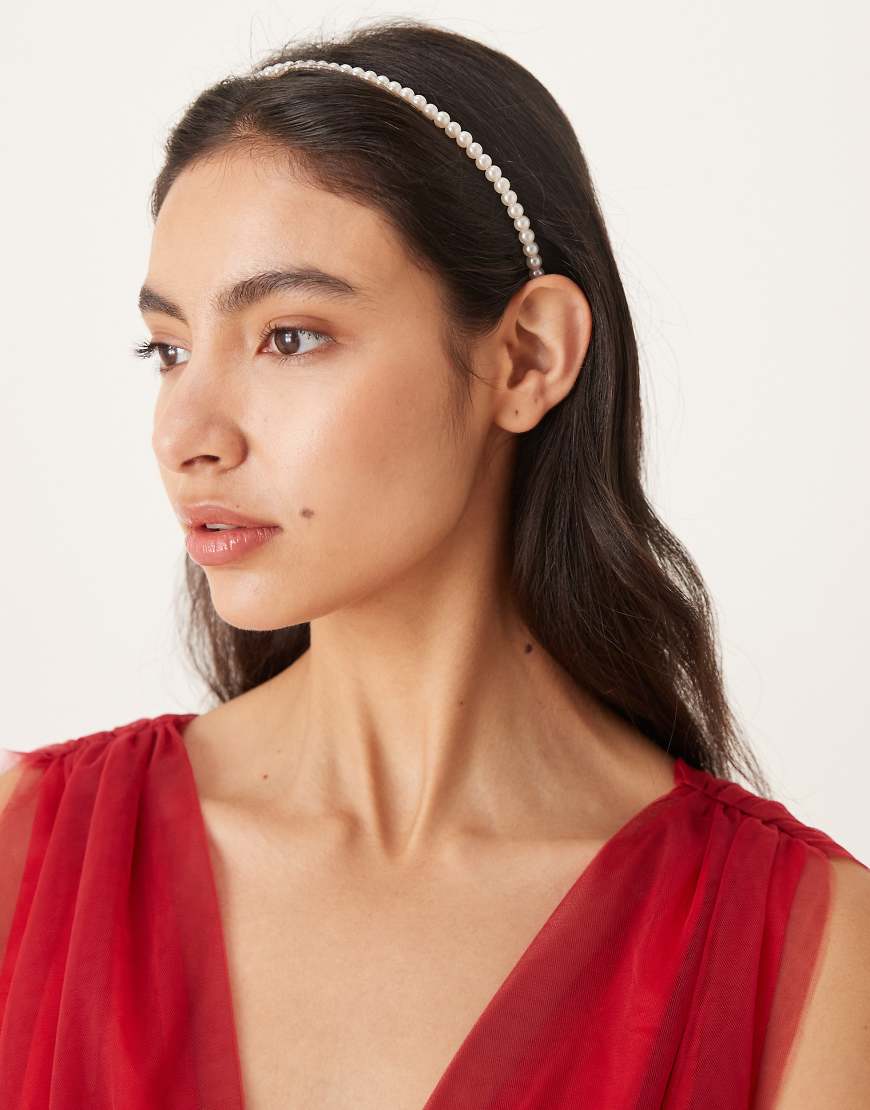 DesignB London - Perlen-Haarreif-Weiß von DesignB London