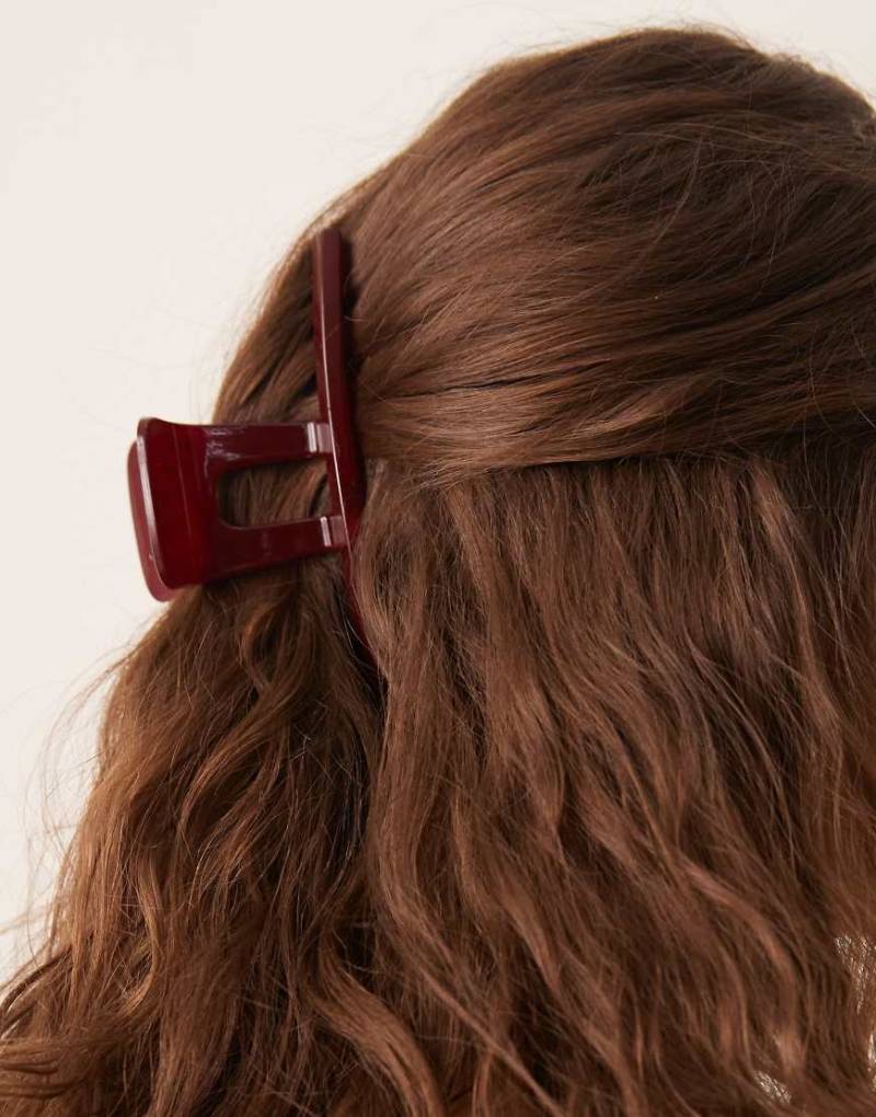 DesignB London - Schmale Haarklammer in Burgunderrot von DesignB London