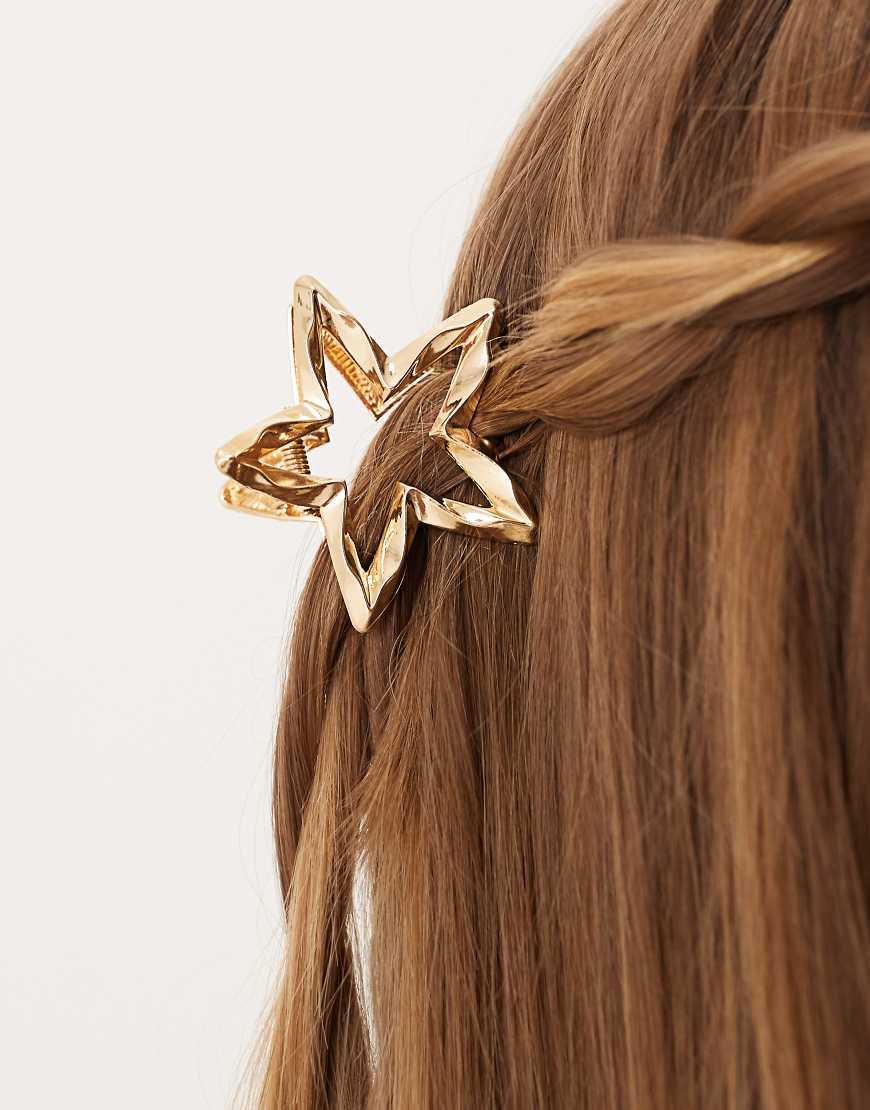DesignB London - Silberfarbene Haarklammer im Schmelzmetall-Design in Gold-Optik-Goldfarben von DesignB London