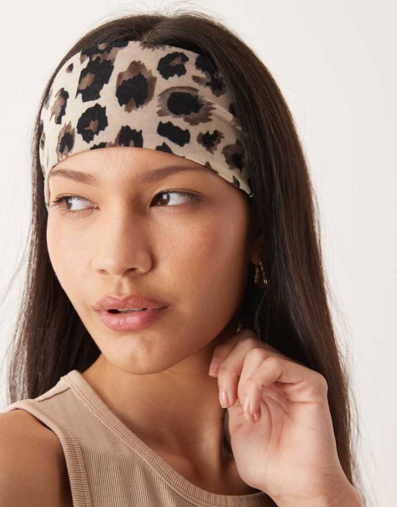 DesignB London - Stirnband mit Leopardenmuster-Weiß von DesignB London