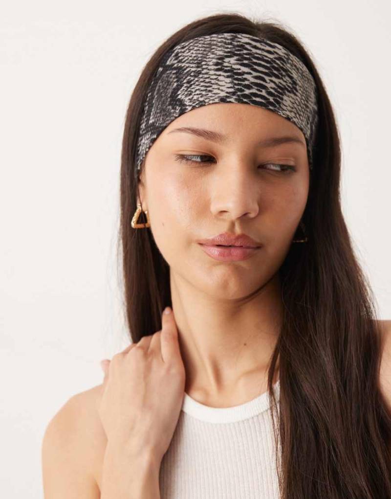 DesignB London - Stirnband mit Schlangenmuster-Schwarz von DesignB London